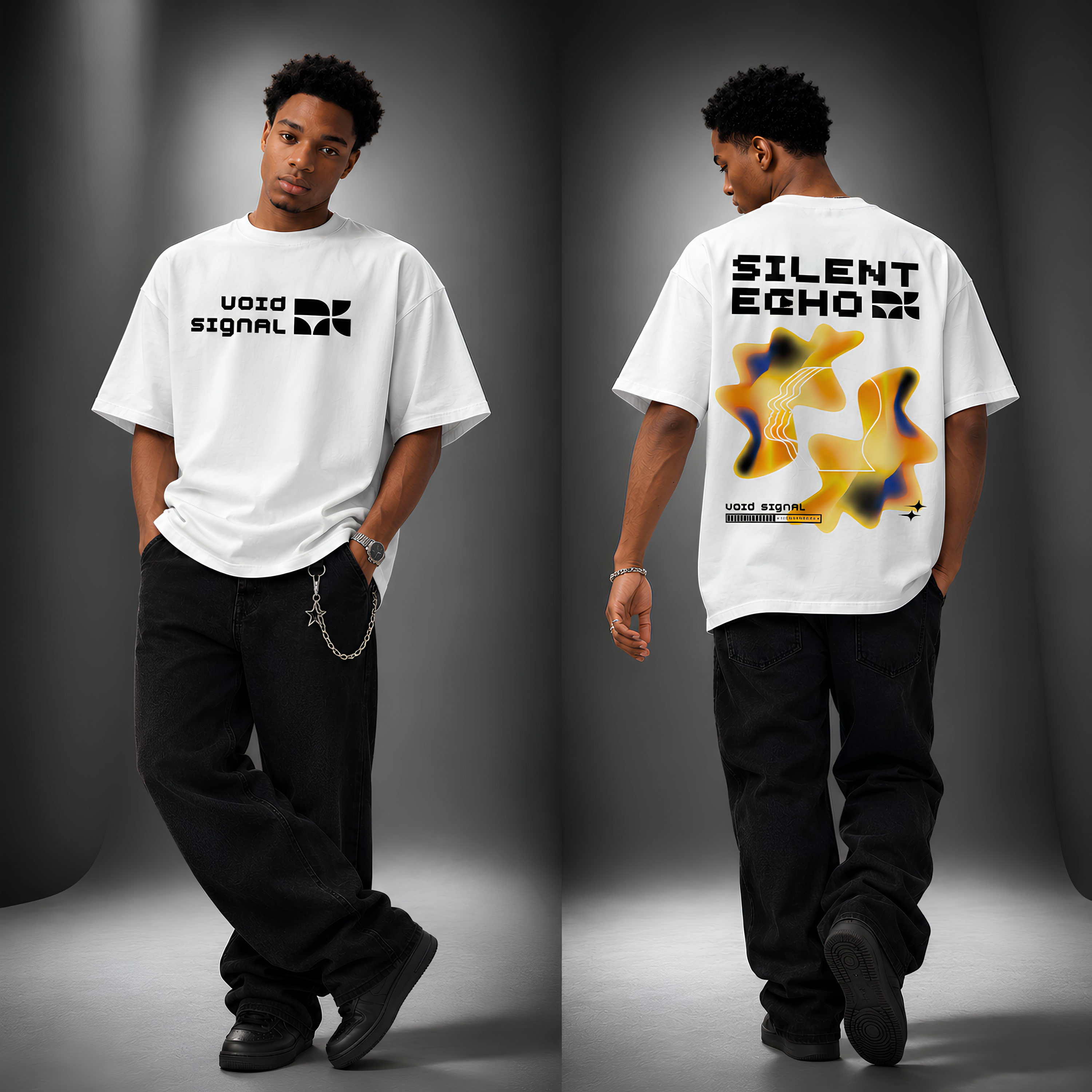 "Void Signal / Silent Echo" Abstract Oversized Graphic T-Shirt