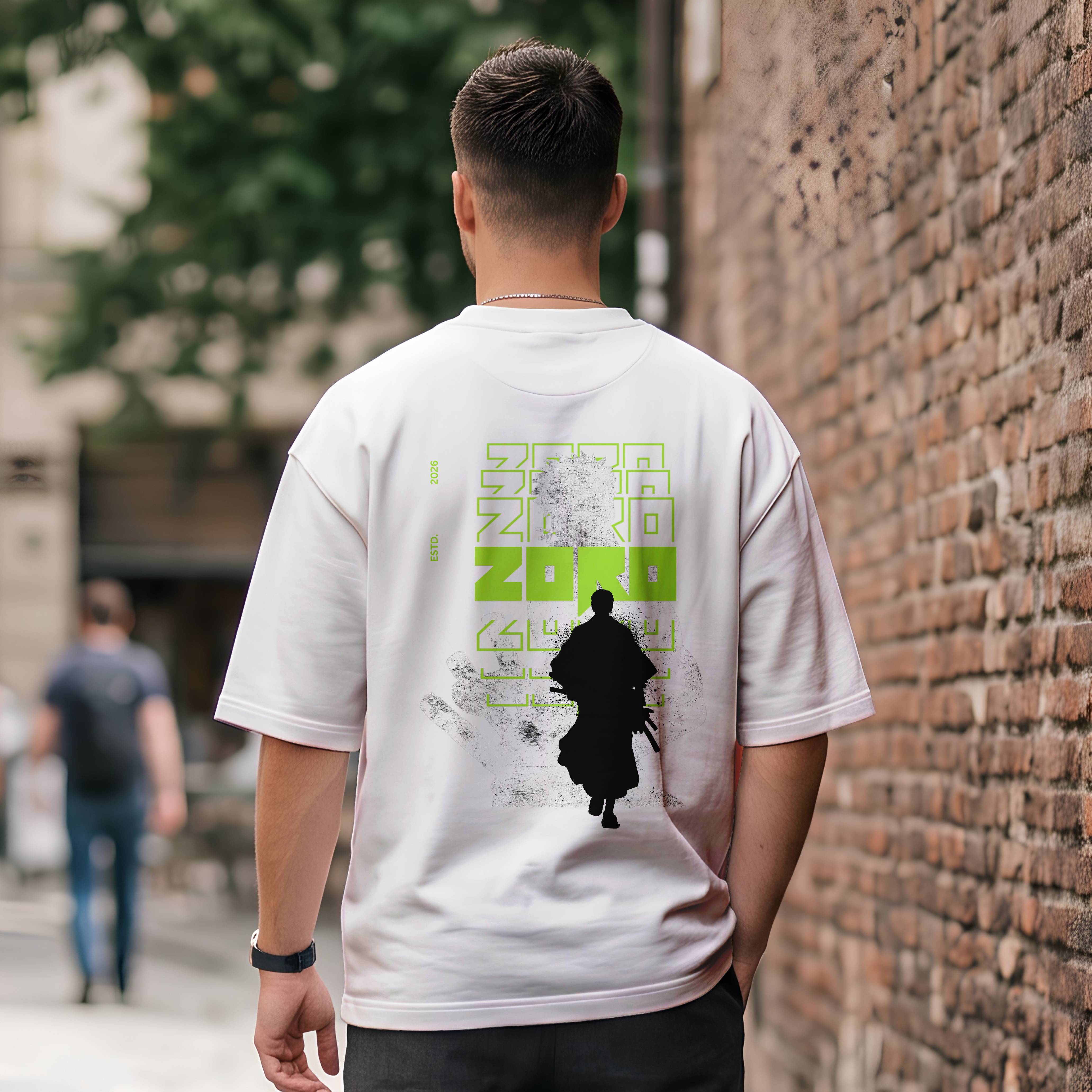 "Zoro & Alpha Wolf" Dual-Graphic Oversized T-Shirt