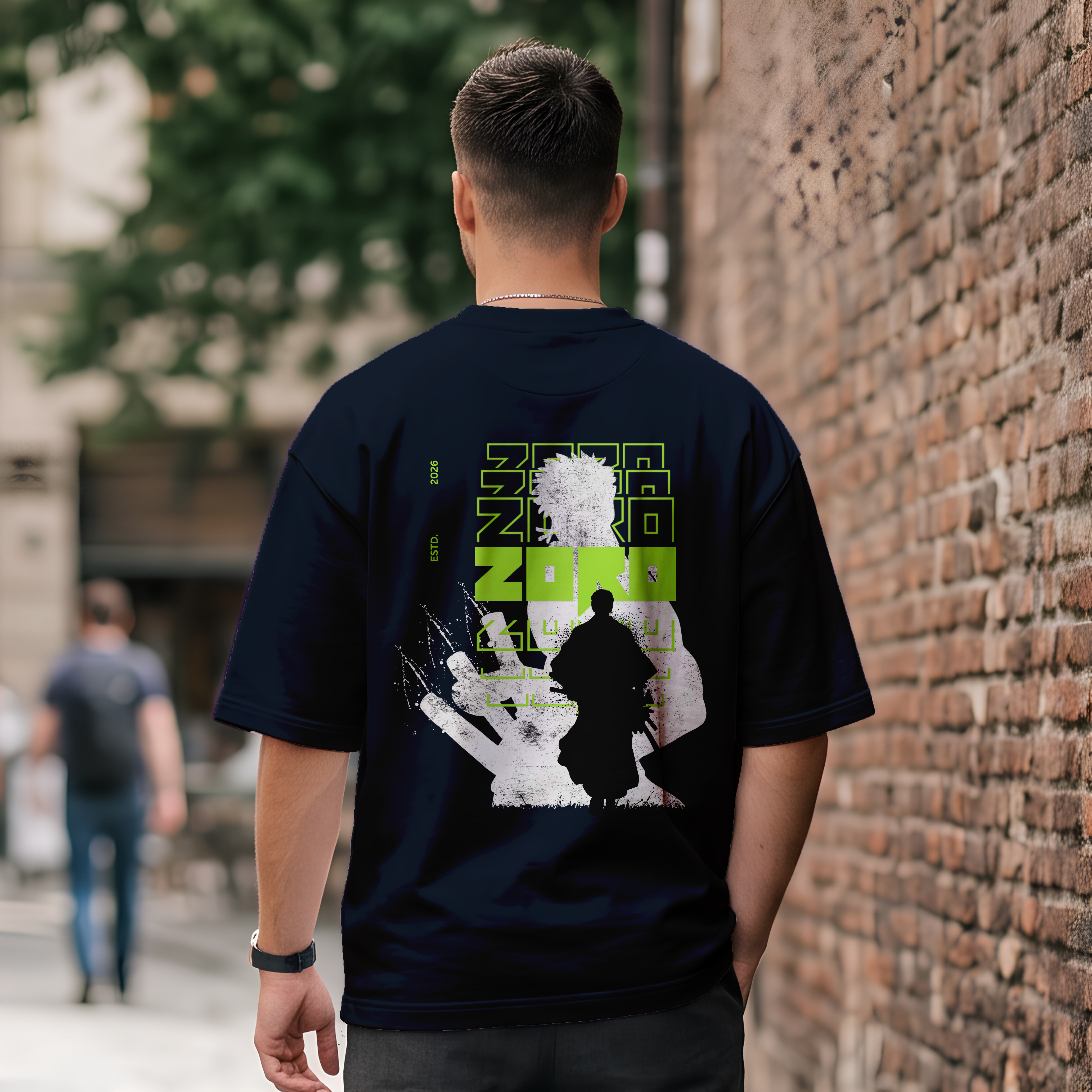 "Zoro & Alpha Wolf" Dual-Graphic Oversized T-Shirt