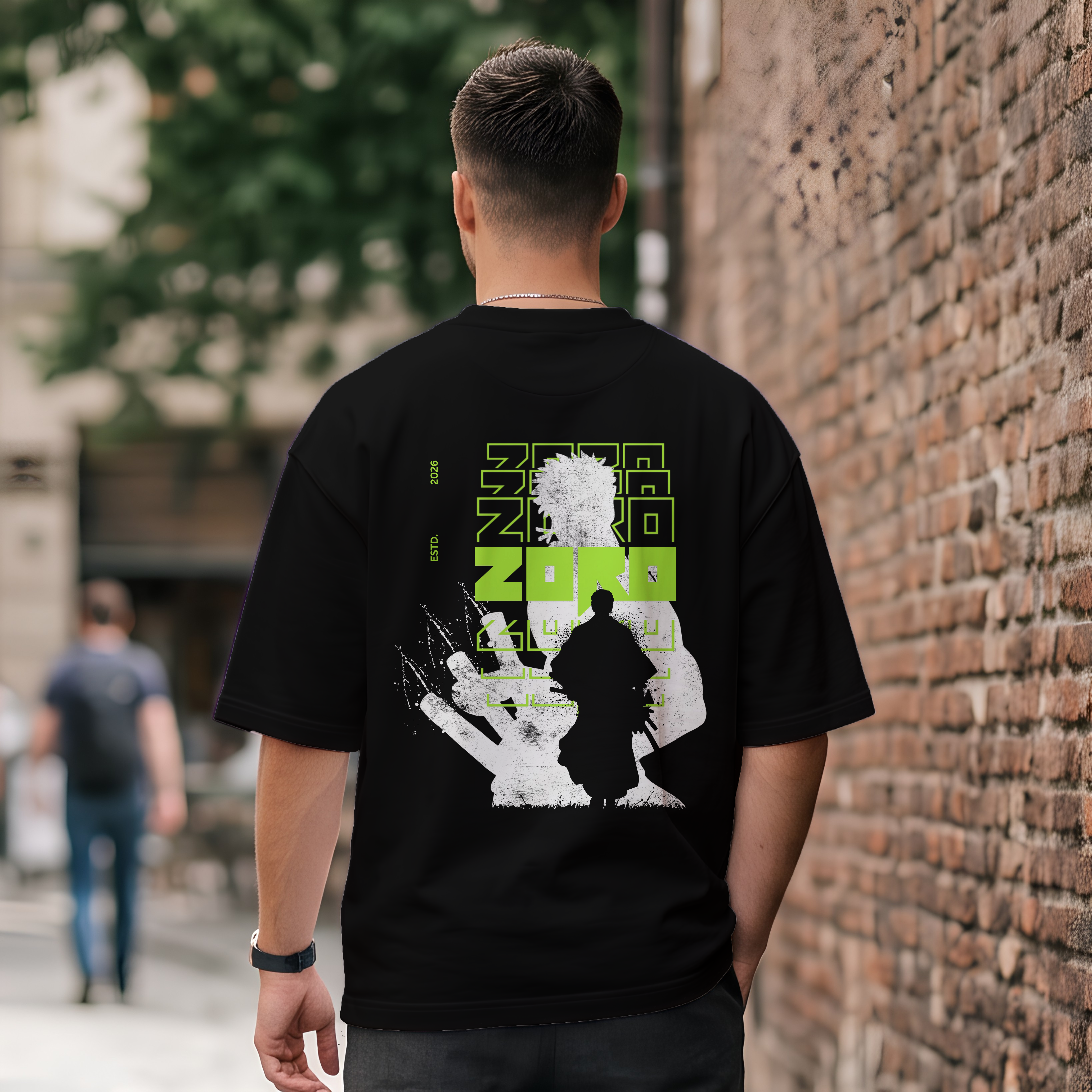 "Zoro & Alpha Wolf" Dual-Graphic Oversized T-Shirt