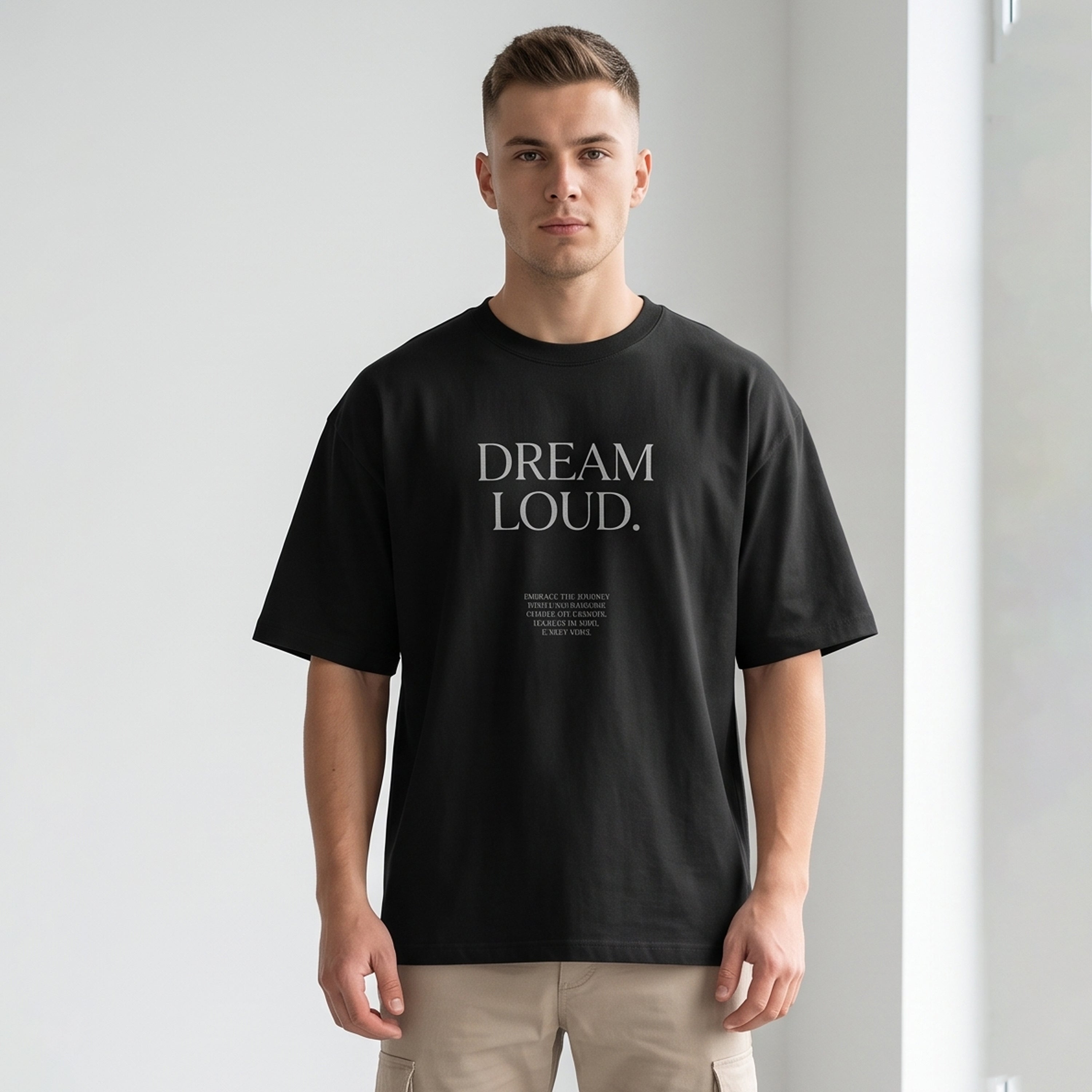 "Dream Loud / Never Settle" Oversized Graphic T-Shirt