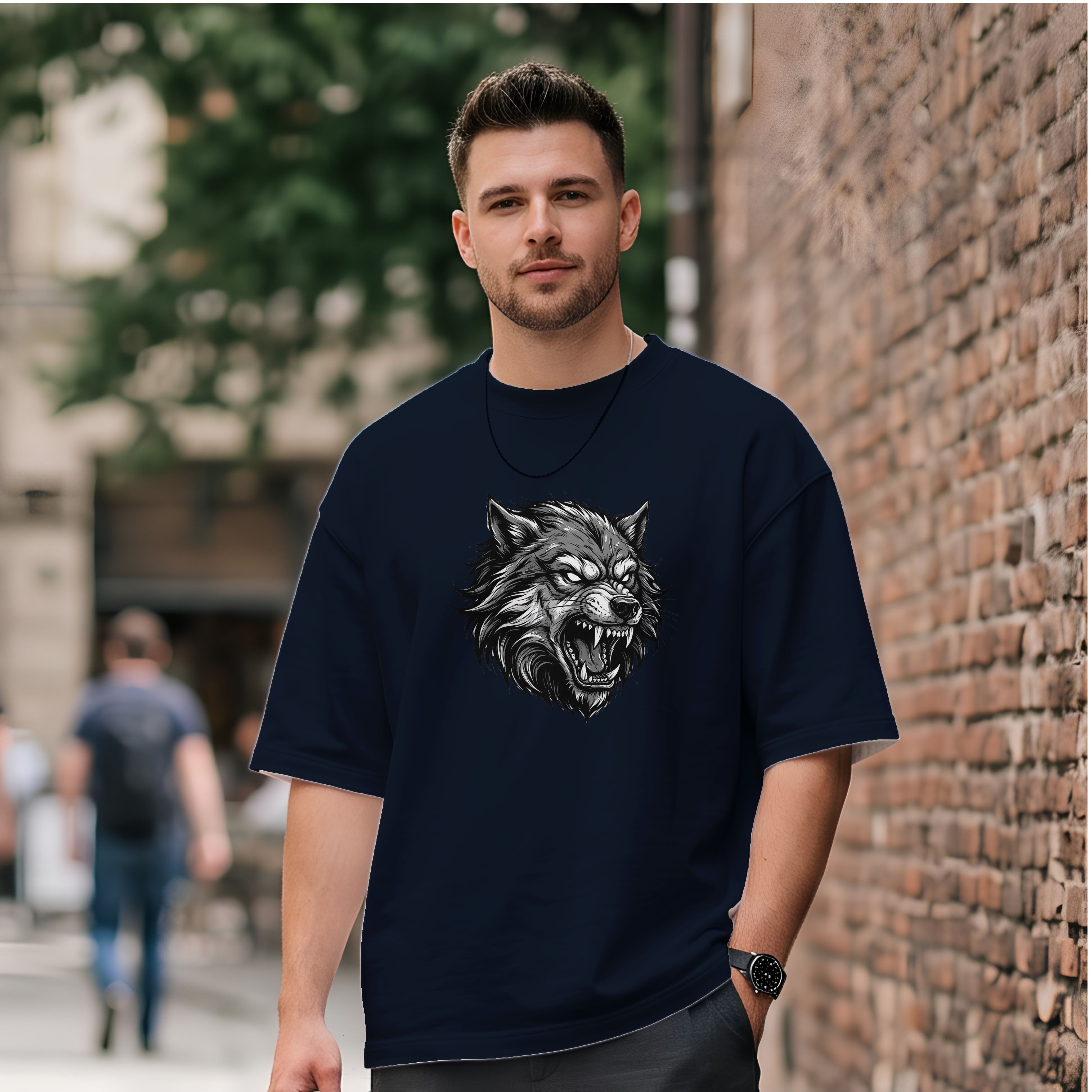 "Zoro & Alpha Wolf" Dual-Graphic Oversized T-Shirt