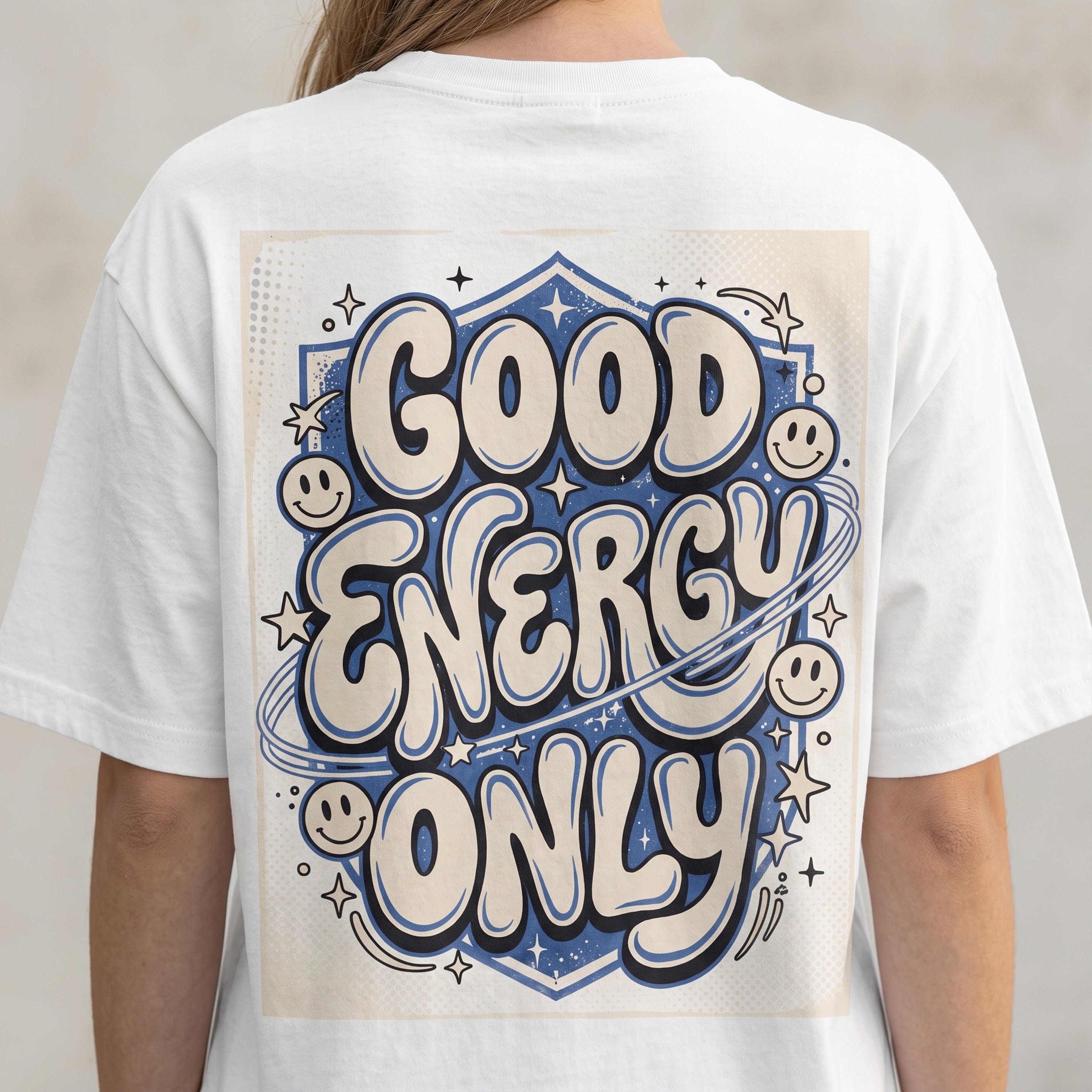 Good Energy Only Oversized Graphic T-Shirt – White