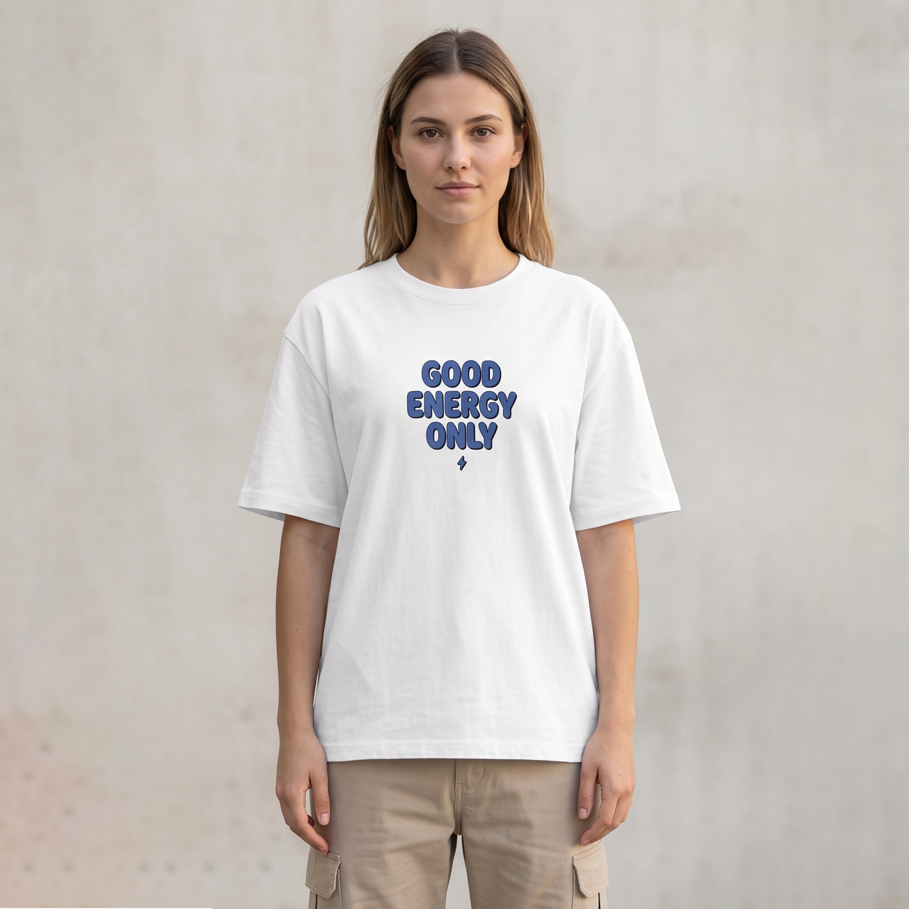 Good Energy Only Oversized Graphic T-Shirt – White