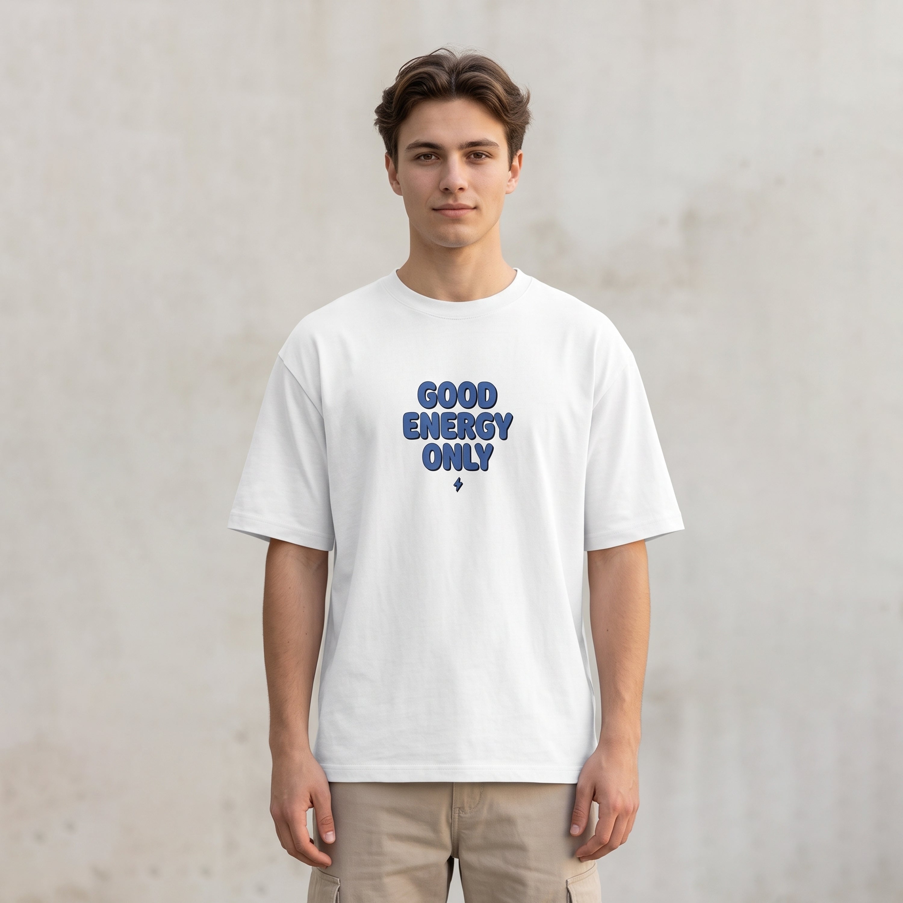Good Energy Only Oversized Graphic T-Shirt – White