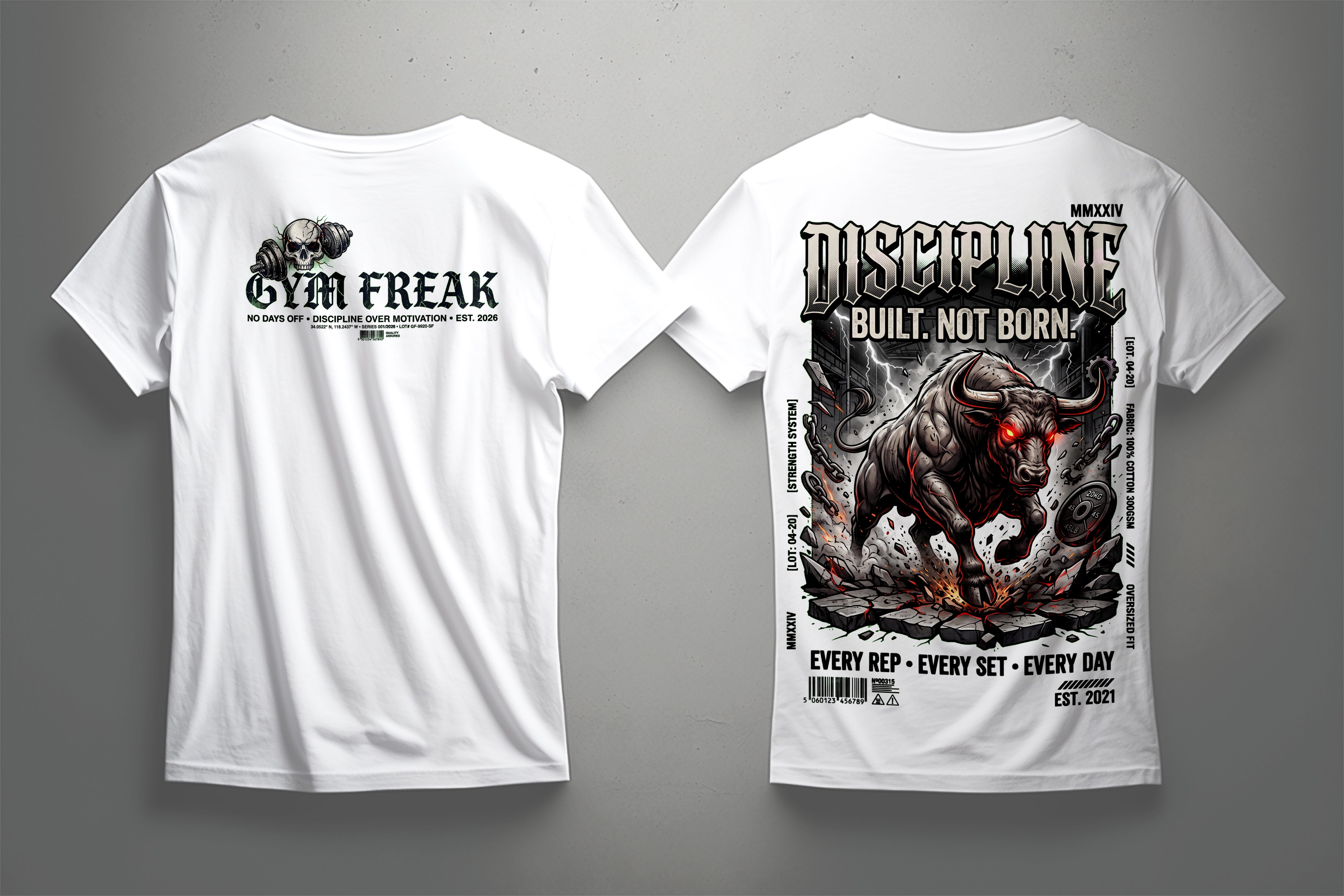 Discipline Built Not Born Gym Oversized T-Shirt | Premium Fitness Graphic Tee