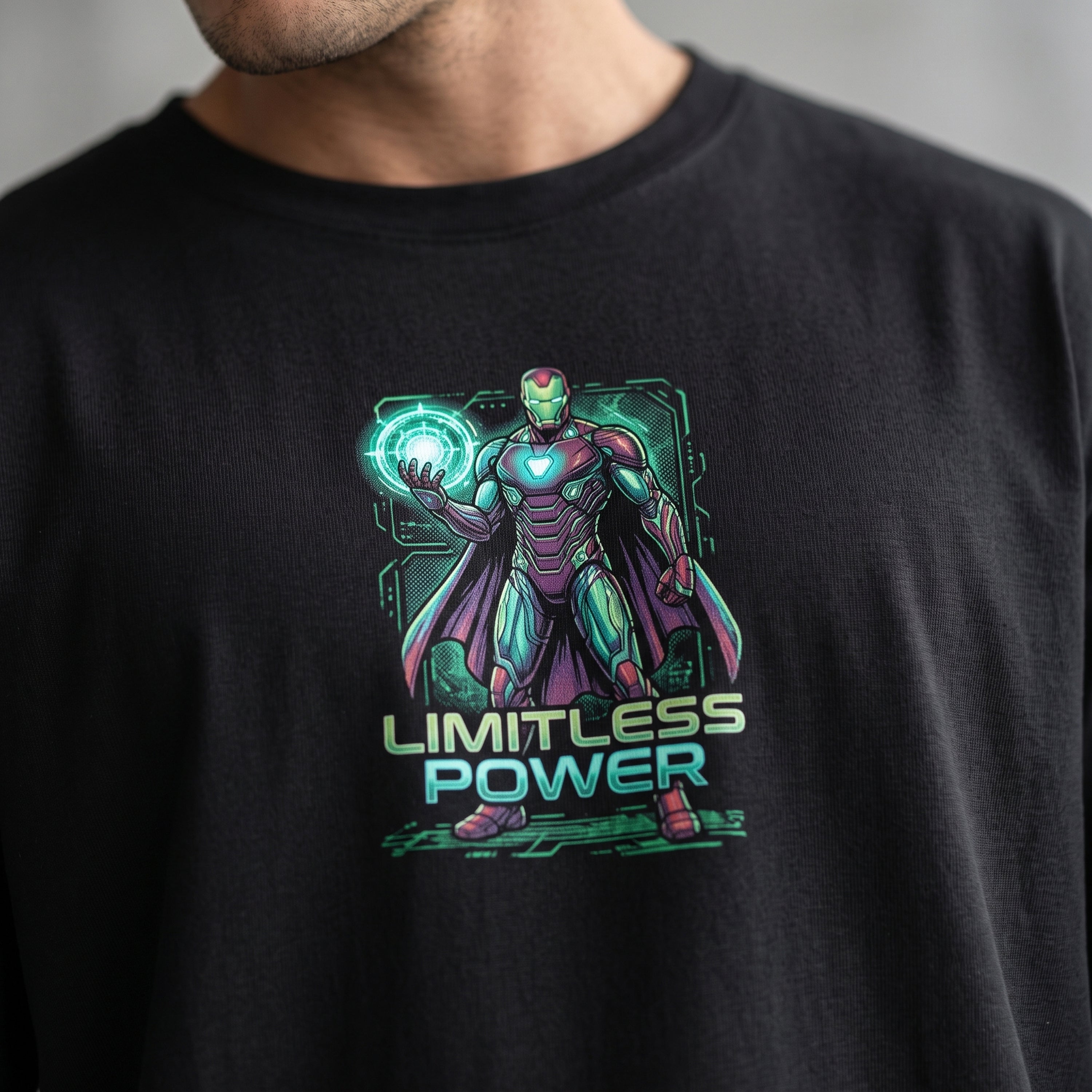 "Limitless Power / Engineer Your Destiny" Armor Graphic Oversized T-Shirt