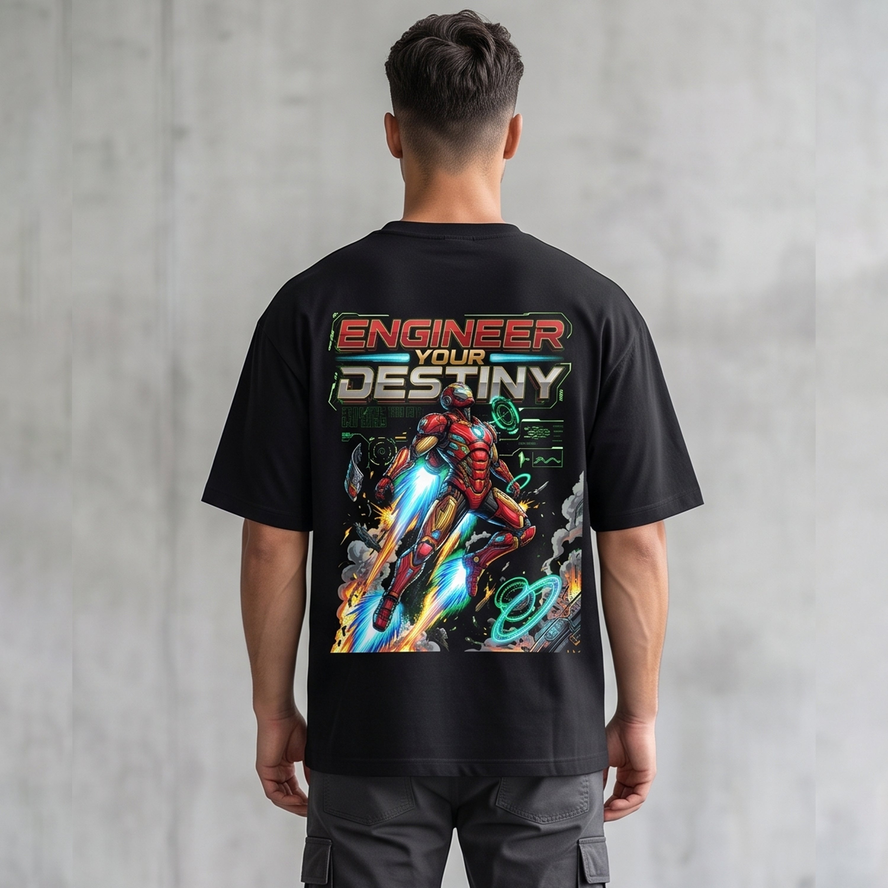 "Limitless Power / Engineer Your Destiny" Armor Graphic Oversized T-Shirt