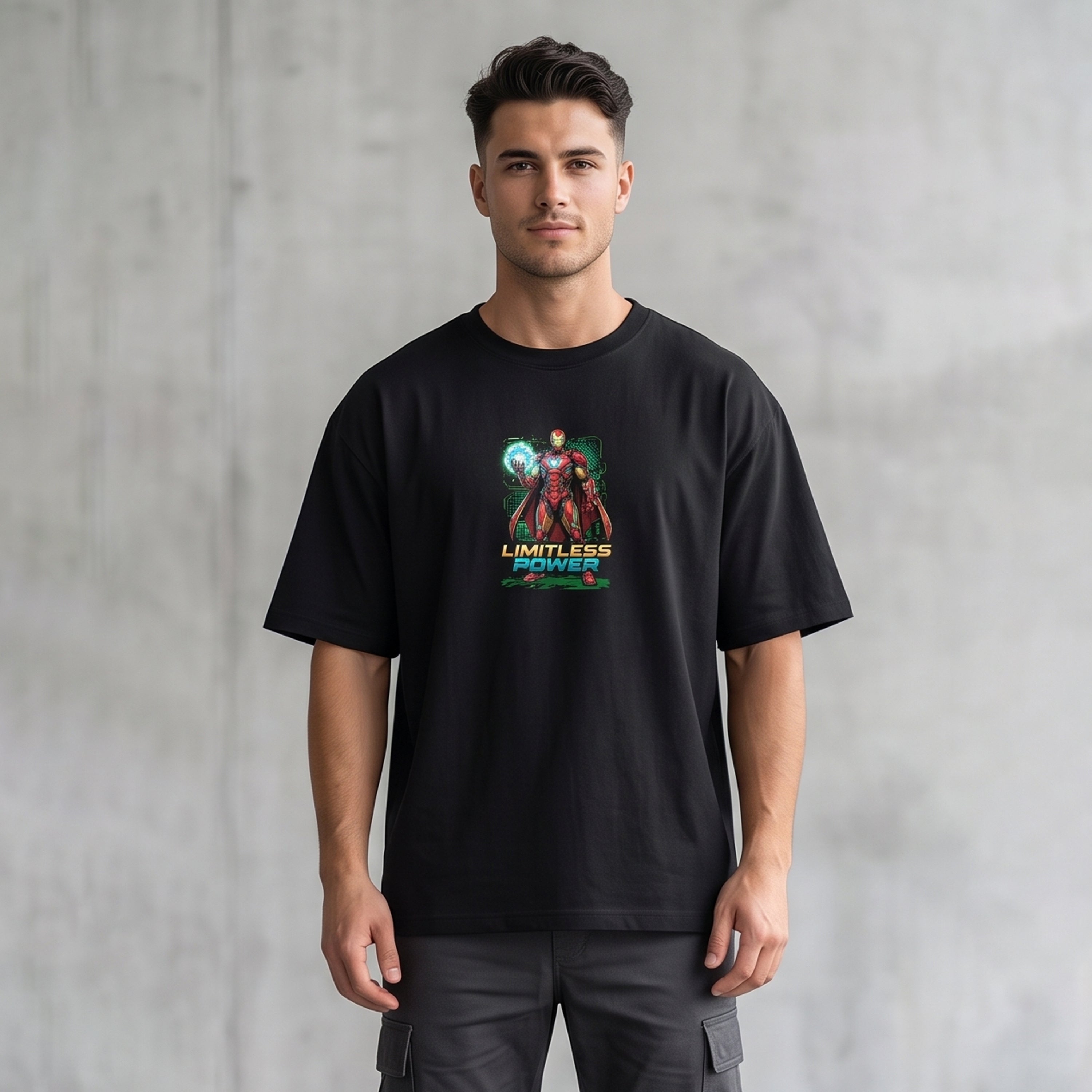 "Limitless Power / Engineer Your Destiny" Armor Graphic Oversized T-Shirt