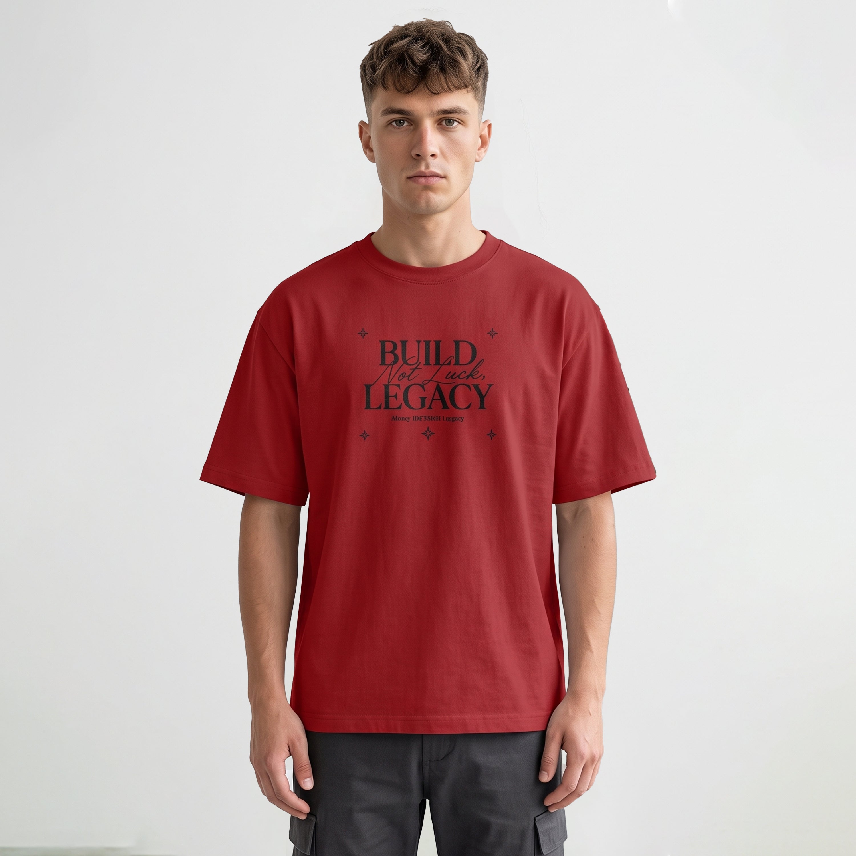 "Money Is A Myth / Build Legacy" Vintage Graphic Oversized T-Shirt in Crimson