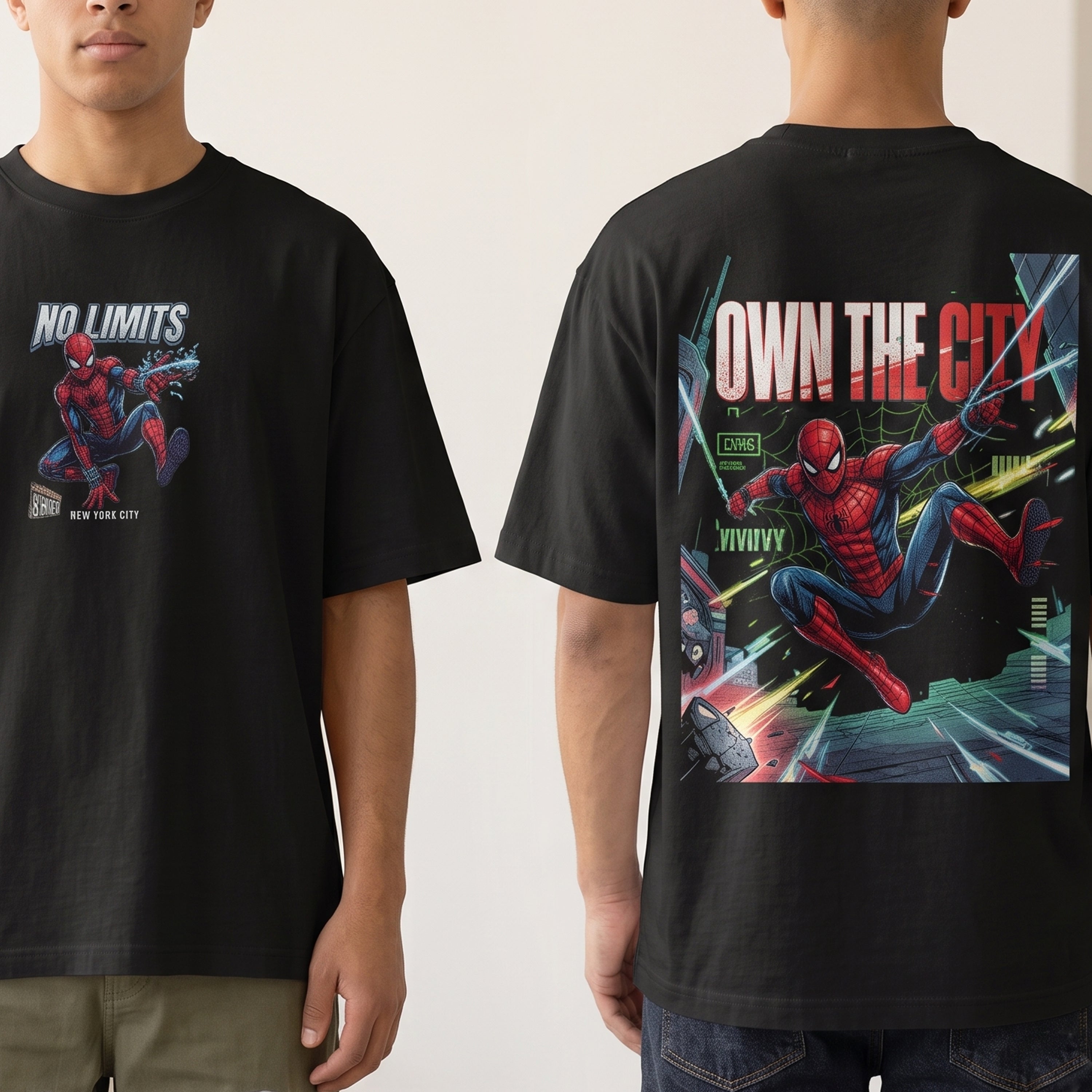 Marvel Spider-Inspired Oversized Graphic T-Shirt – "Own The City