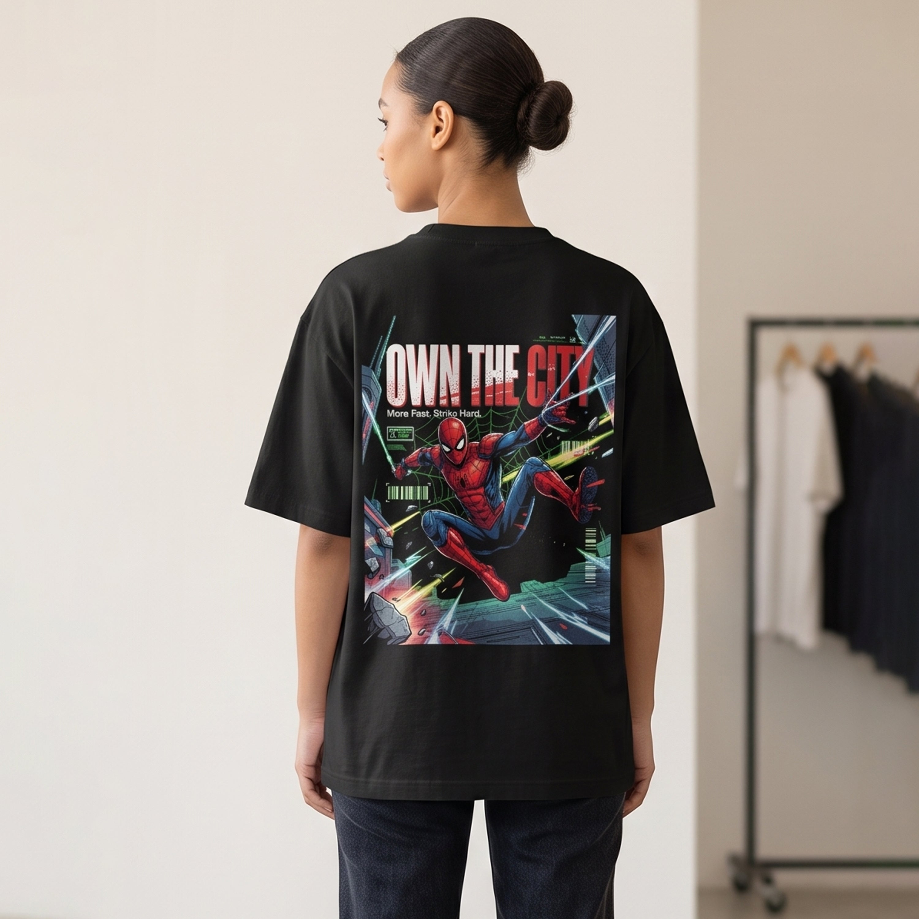 Marvel Spider-Inspired Oversized Graphic T-Shirt – "Own The City