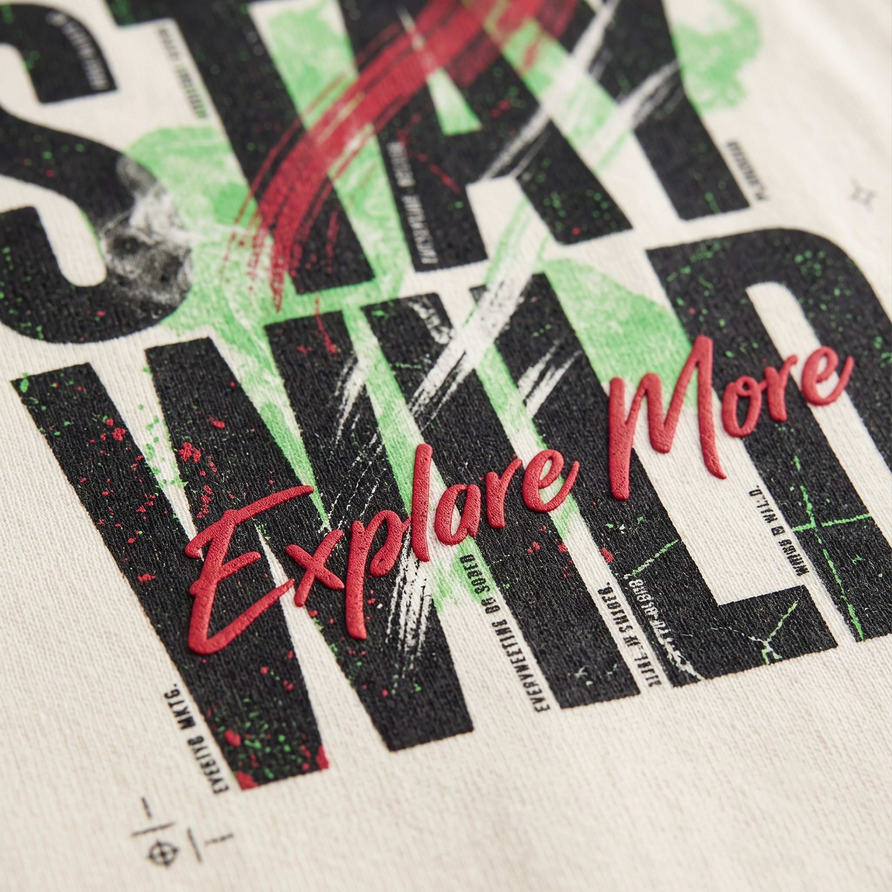 "Stay Wild / Explore More" Unisex Oversized Graphic T-Shirt in Off-White